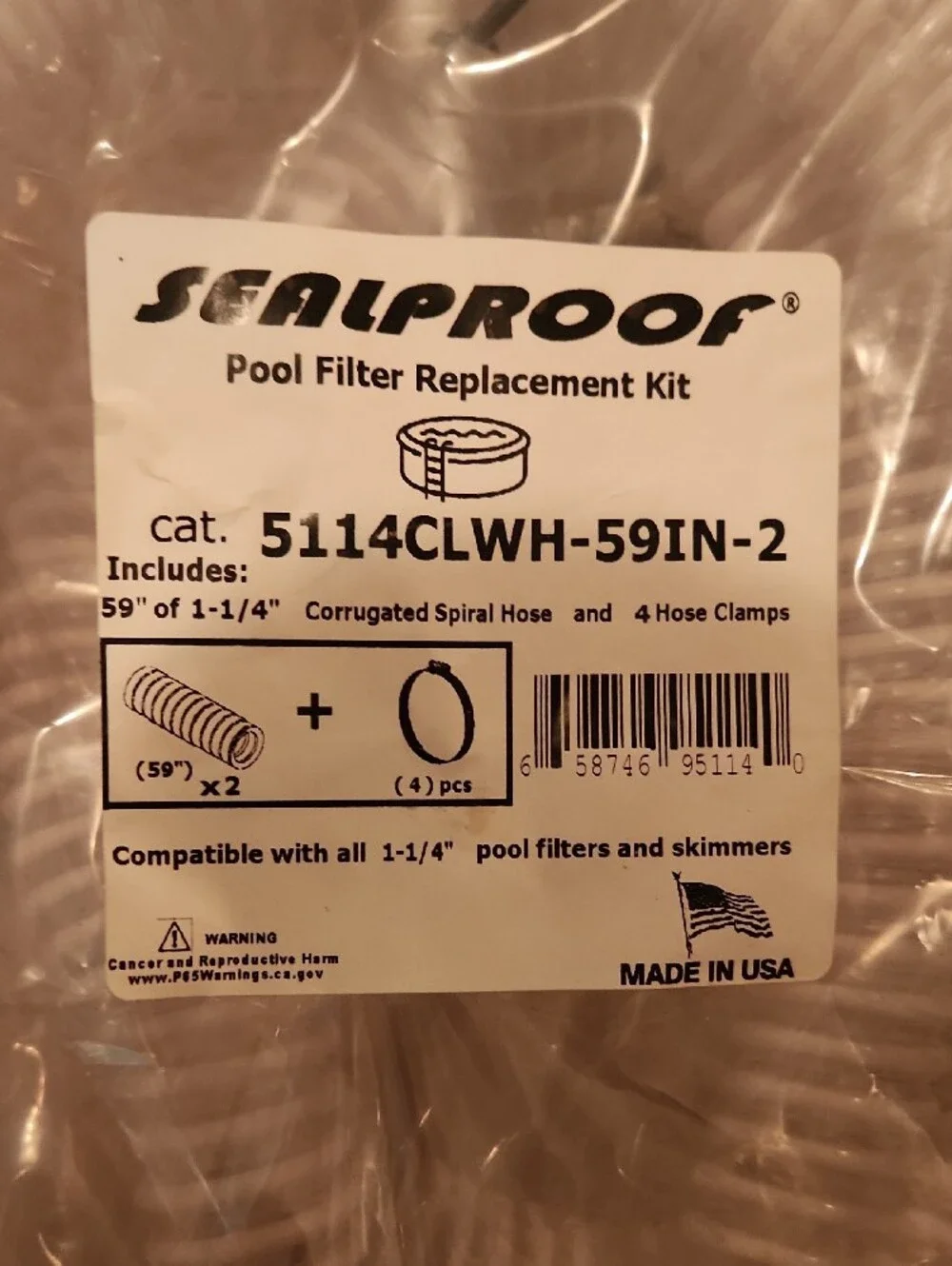 White Pool Filter Replacement Hose - 59in
